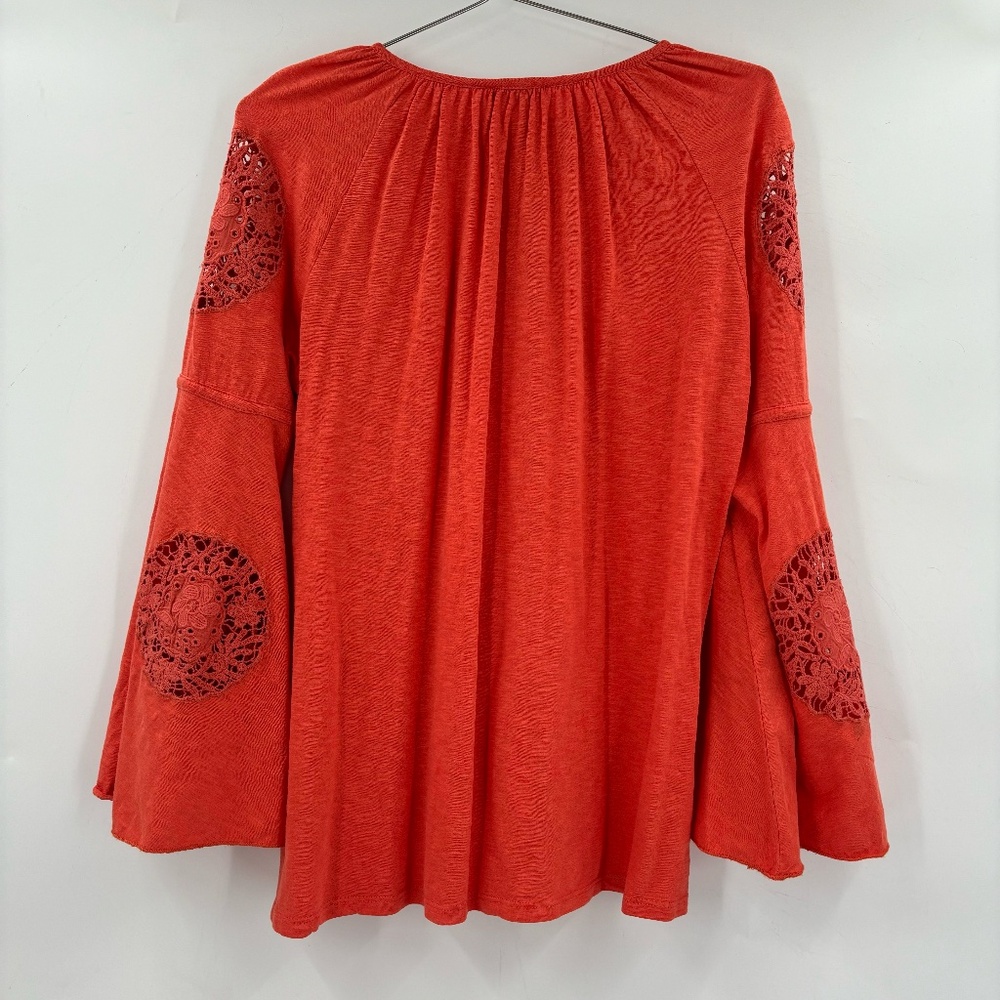 Sundance Bell Sleeve Crochet Lace Blouse Orange Size Small - Picture 7 of 7